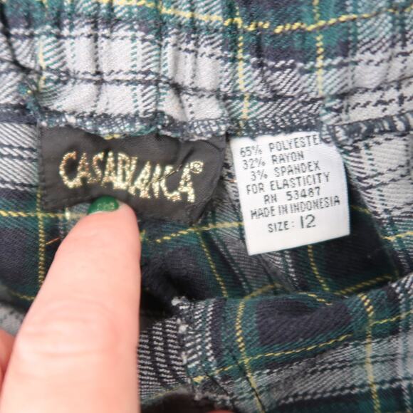 Vintage 90s Casablanca grey and green plaid flannel trouser pants M - Picture 4 of 4